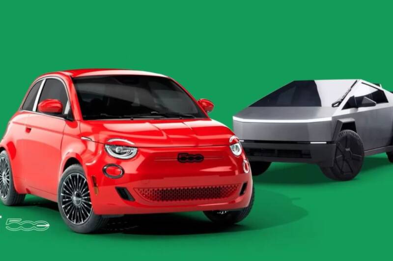 Fiat 500e Tesla Cybertruck